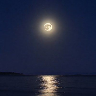 Full Moon Reflecting on Calm Ocean
