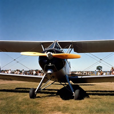 Vintage Biplane Airplane on Grass
