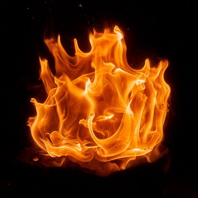 Burning Flames on Black Background
