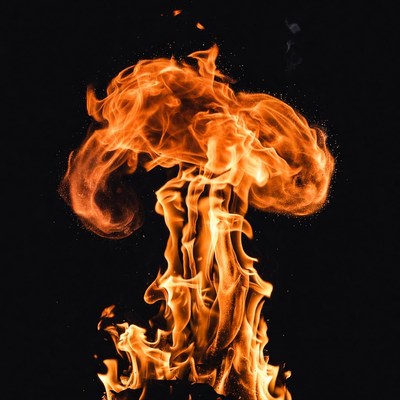 Exploding Fireball on Black Background