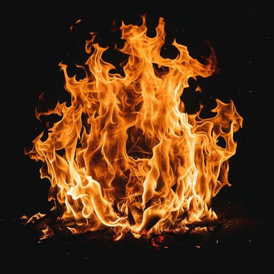 Burning Flames on Black Background