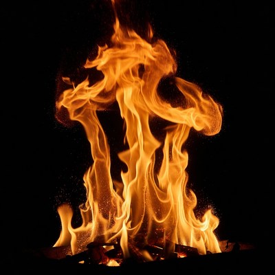 Burning Flames on Black Background