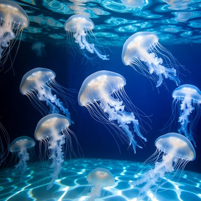 Swimming Jellyfish Underwater