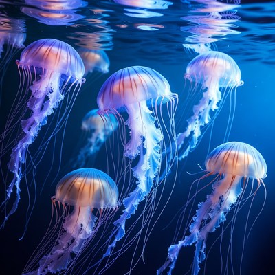 Colorful Jellyfish Swimming Underwater
