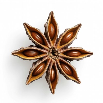 Star Anise Pods on White Background