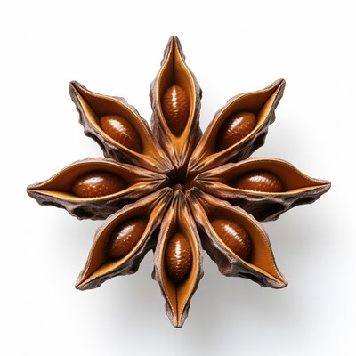 Star Anise Pods on White Background