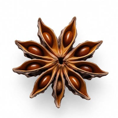 Star Anise Pod on White