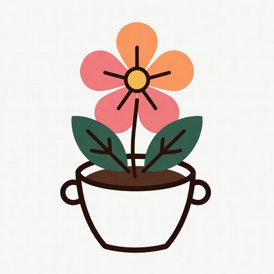 Pink flower in white pot