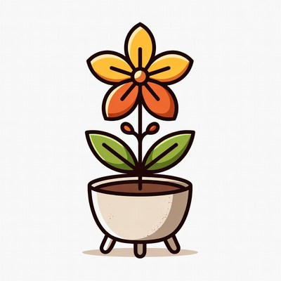 Yellow Flower in Clay Pot