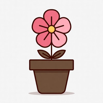 Pink Flower in Brown Pot