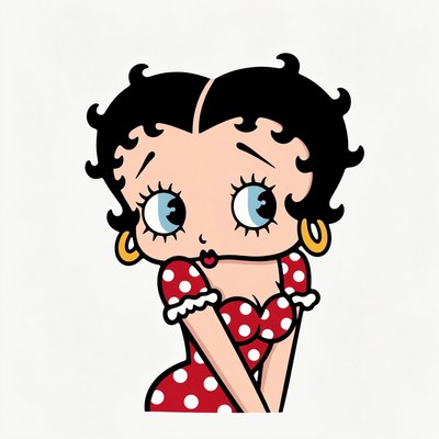 Betty Boop winking in red polka dot dress