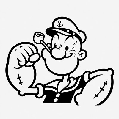 Popeye flexing muscles cartoon
