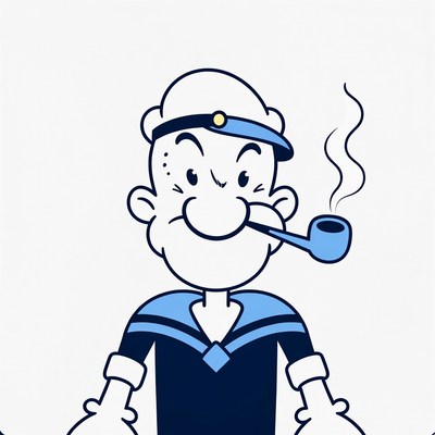 Popeye cartoon character smoking pipe