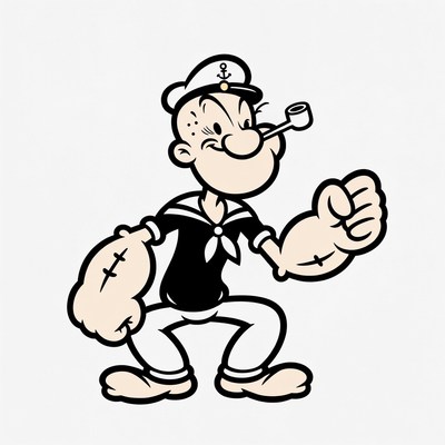 Popeye cartoon sailor flexing muscles