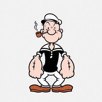 Popeye cartoon character smoking pipe