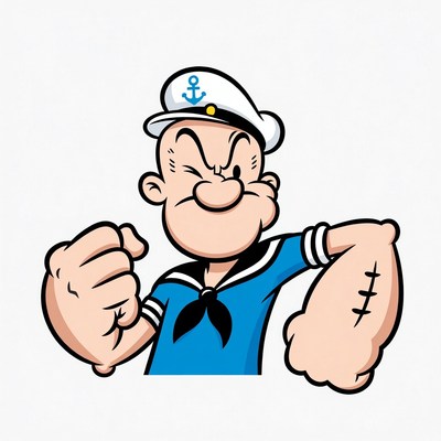 Popeye flexing muscular arms