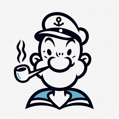 Popeye cartoon sailor smoking pipe