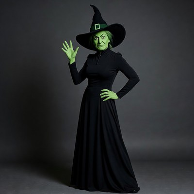 Green Wicked Witch waving hand