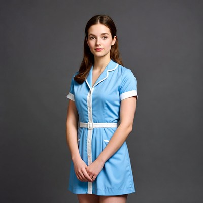 Young woman in blue nurse uniform