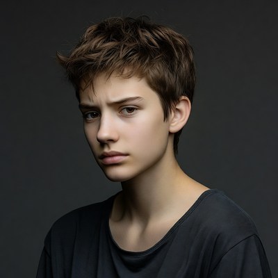 Teen girl with short brown hair