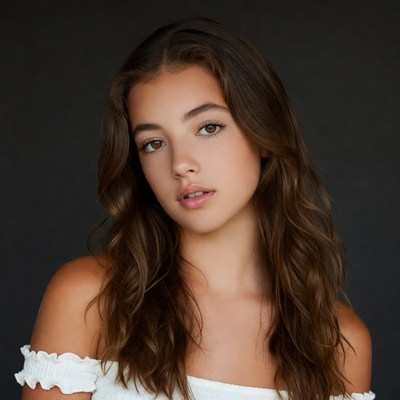 Young woman with wavy brown hair