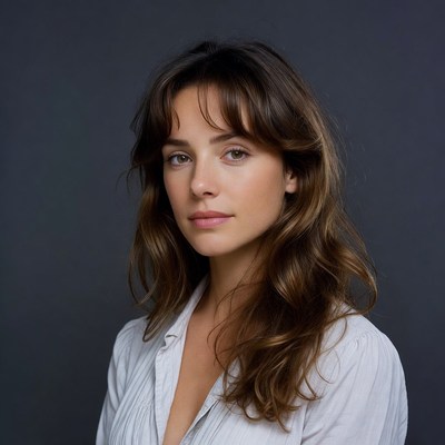 Woman with long wavy brown hair