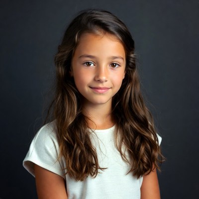 Smiling girl with long brown hair