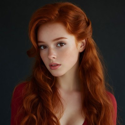 Redhead woman with freckles