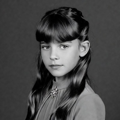 Girl with bangs and braided hair