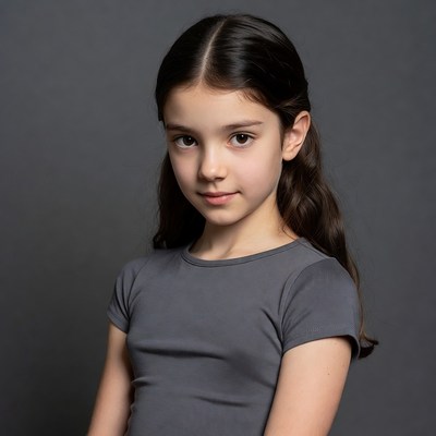 Young girl with dark wavy hair