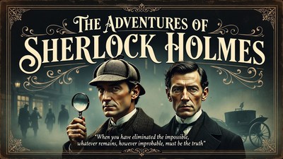 Sherlock Holmes and Watson with Magnifying Glass
