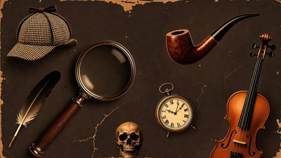 Detective Sherlock Holmes Objects Illustration