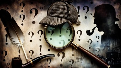 Detective Hat Magnifying Glass Pipe Silhouette