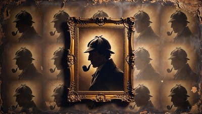 Sherlock Holmes silhouette in ornate frame