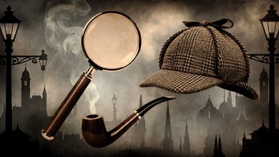 Sherlock Holmes Deerstalker Hat Magnifying Glass Pipe