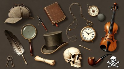 Vintage Detective Objects Illustration