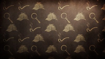 Sherlock Holmes Hats Magnifying Glasses Pipes Pattern