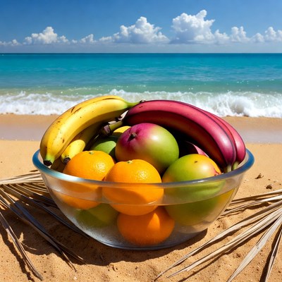 Tropical Fruit Bowl on Beach