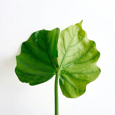 Green Monstera Leaf on White Background