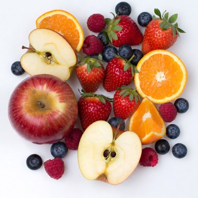 Fresh Mixed Fruit on White Background