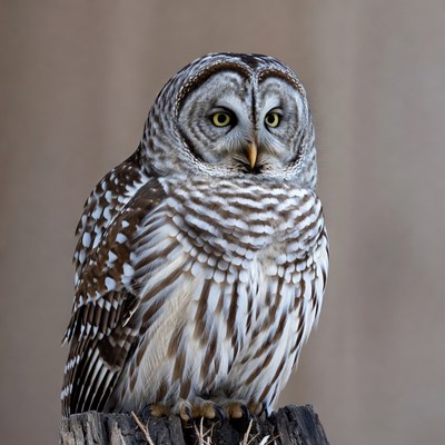 Barred Owl Perched on Wood