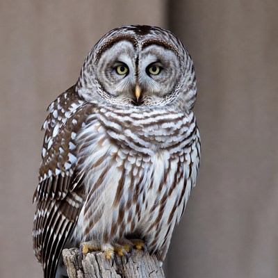 Barred Owl Perched on Wood