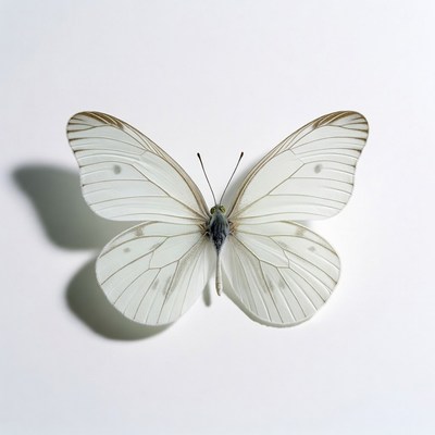 White butterfly on white background