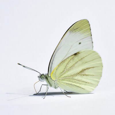 White butterfly on white background