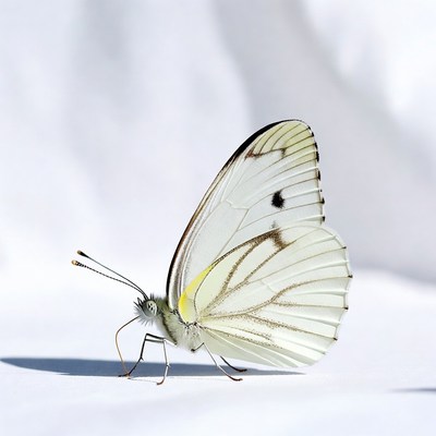 White butterfly on white background