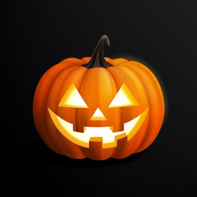 Jack-o'-lantern pumpkin on black background