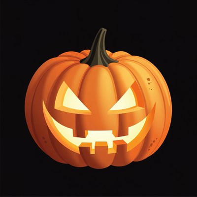 Jack-o'-lantern pumpkin on black background