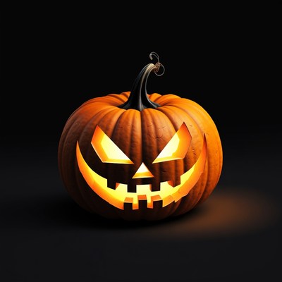 Lit Jack-o-Lantern Pumpkin