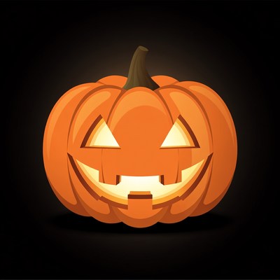 Glowing Jack-o'-lantern on Black Background