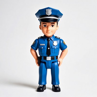 Toy Police Officer Standing with Hands on Hips